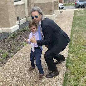 Ed Smith with his son.